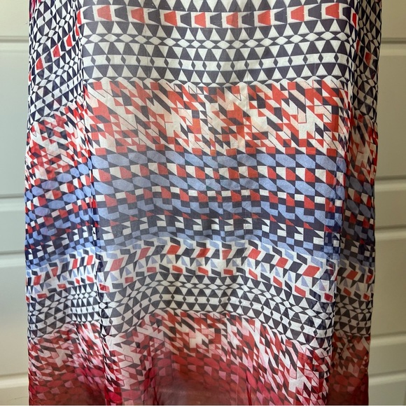 Sleeveless Tunic Top Abstract Print Sheer Flowy Casual Blouse - Picture 2 of 8